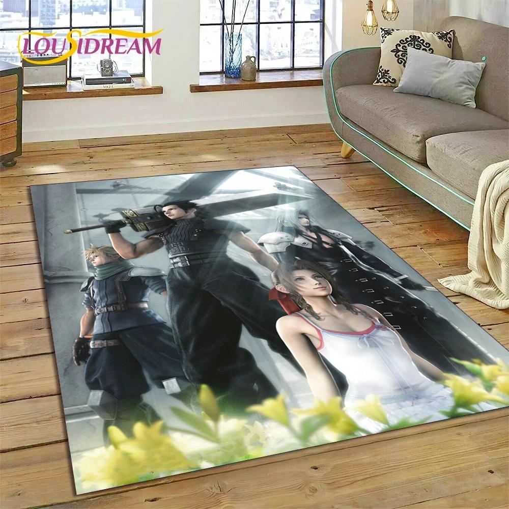 Final Fantasy Serie Spiele Cartoon Teppich für Wohnzimmer Schlafzimmer Heimdekoration, Bodentuch Rutschfest Dekoration für Sofa Fußmatte