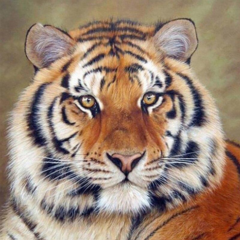 New 5D DIY Diamond Painting Tiger Diamond Embroidery Animal Cross Stitch Full Round Drill Crafts Home Decor Manual Gift