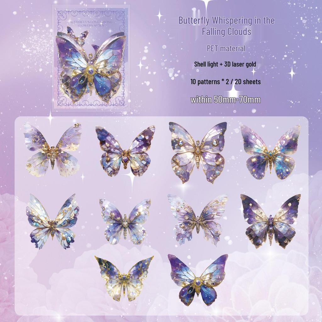 Zaomao 3D Gold Foil Sticker Pack: Butterfly and Flowers Series Decorative Stickers for Journals