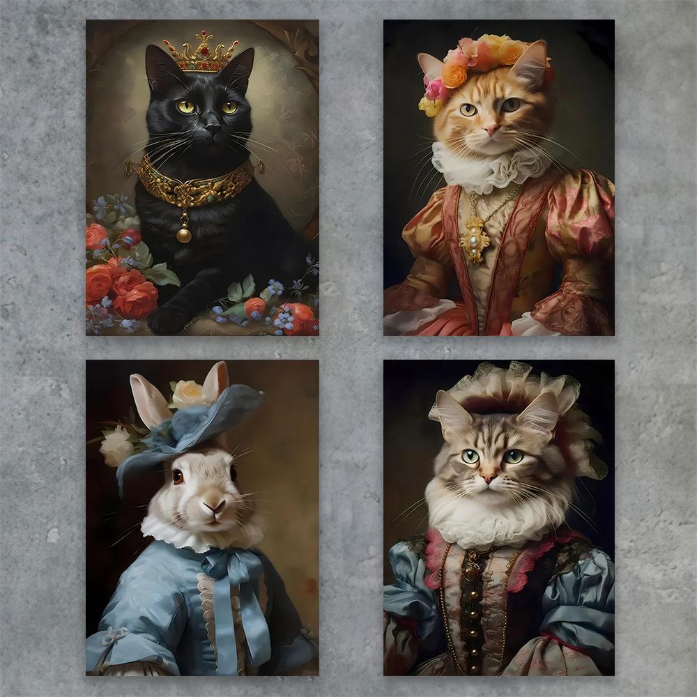 Dark Academia Decor Posters Animal Black Cat Wall Art Gothic Prints Aesthetic Room Wall Decoration Canvas Painting Modern Decor