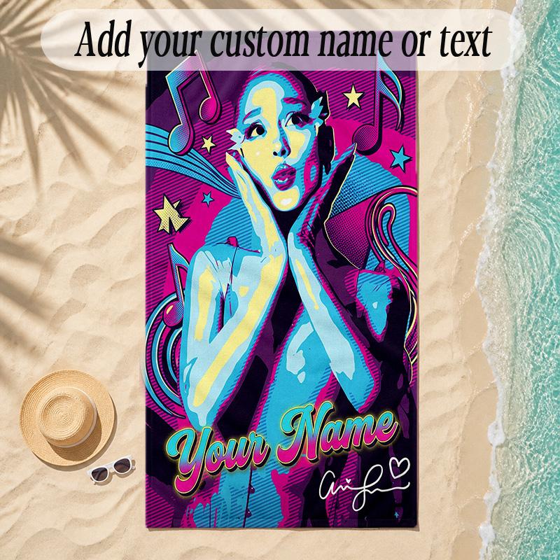 Beach TowelAriana Grande Custom Name Text Personalized Soft Towel for Beach Pool Indoor Home Decor Gift