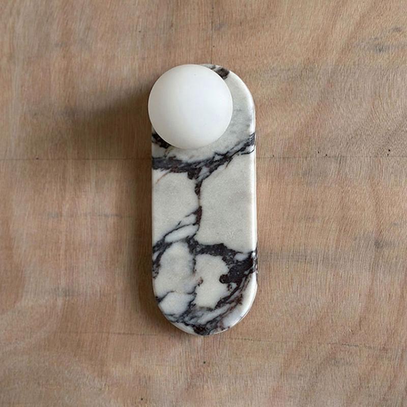 Modern Luxury White Black Natural Marble Led Wall Lamp White Glass 8cm G9 Bulb Sconce For Indoor Foyer Aisle Restaurant Bedroom