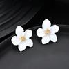 Women's Sweet Enamel White Color Flower Earrings Vintage Elegant Korean Piercing Earring Set Fashion Aesthetic Party Jewelry New