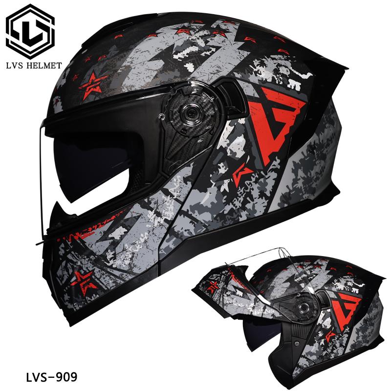 Motorcycle helmet, men's and women's all season universal flip face helmet, double mirror semi full coverage motorcycle, persona