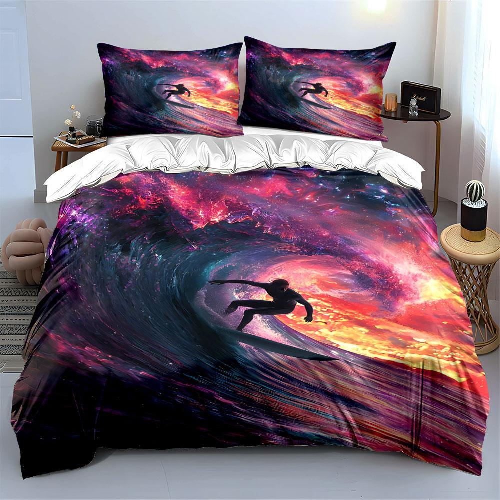 Surfer Inside Cosmic Wave. Bedding Sets Duvet Cover Sets Duvet Covers Pillowcases(1 * Duvet Cover 2 * Pillowcases Without Duvet Insert)