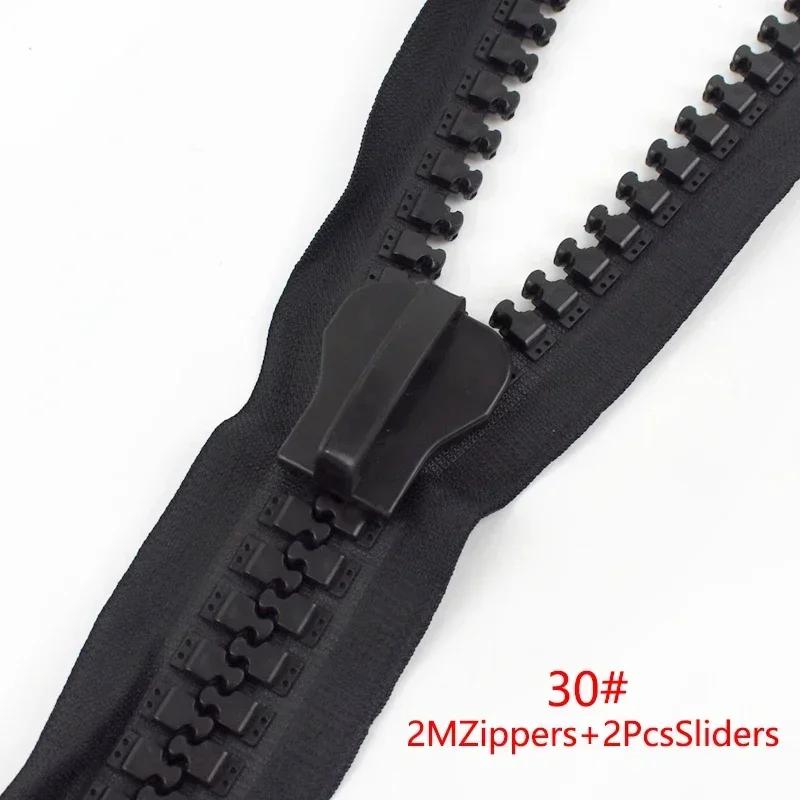1/2M Meetee 30# Extra Large Resin Zippers with Zipper Puller Slider Outdoor Tent Luggage Closure Zips Repair Sewing Accessories