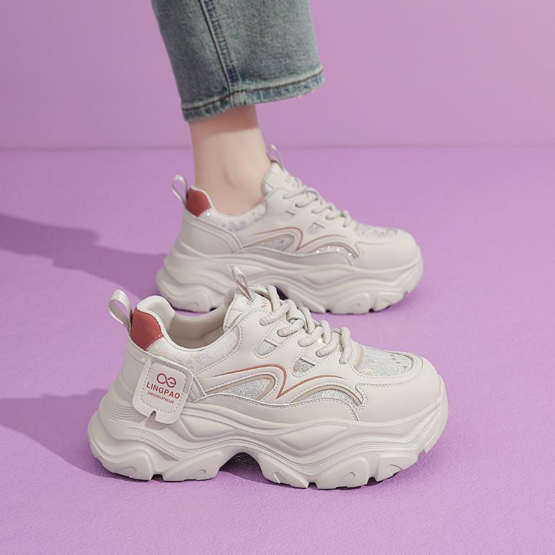 Yang Mi Style Women's Dad Shoes - 2025 Autumn: Thick-Soled, Height-Increasing, Breathable Mesh, Lightweight, Versatile Sneakers