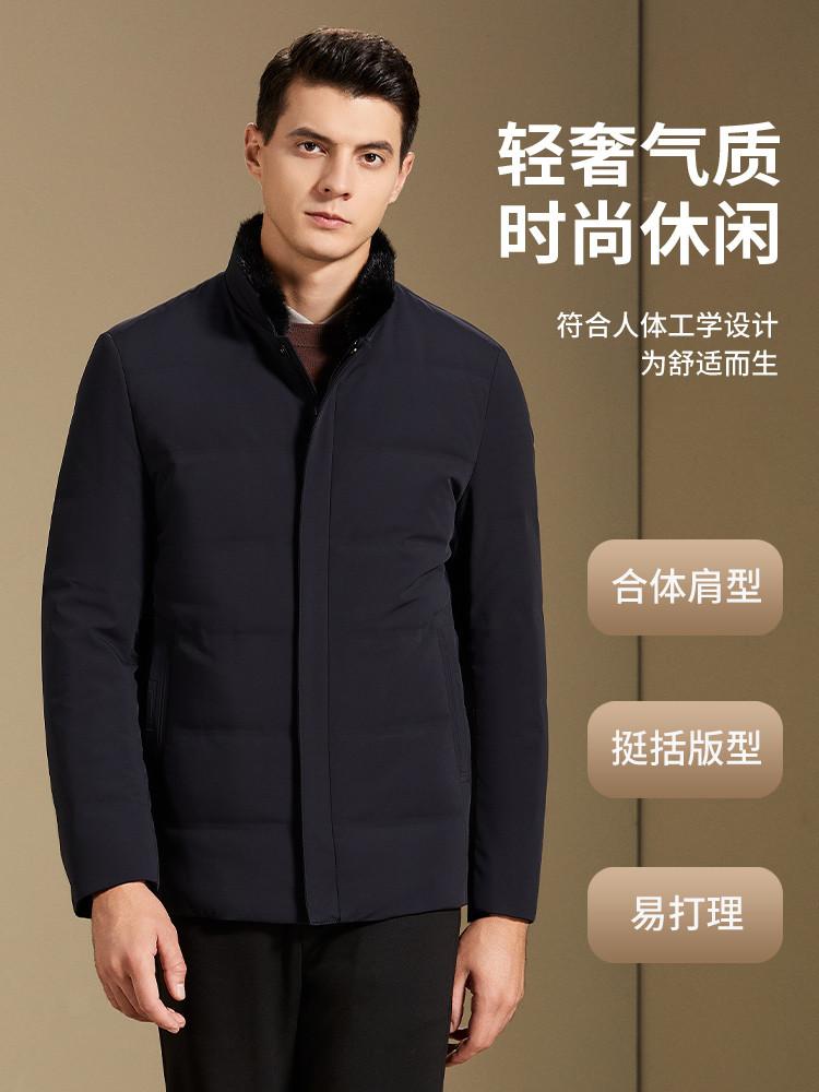 [Otter rabbit fur inner lining&mink fur collar] Stand up collar parka suit men's business casual middle-aged thick coat