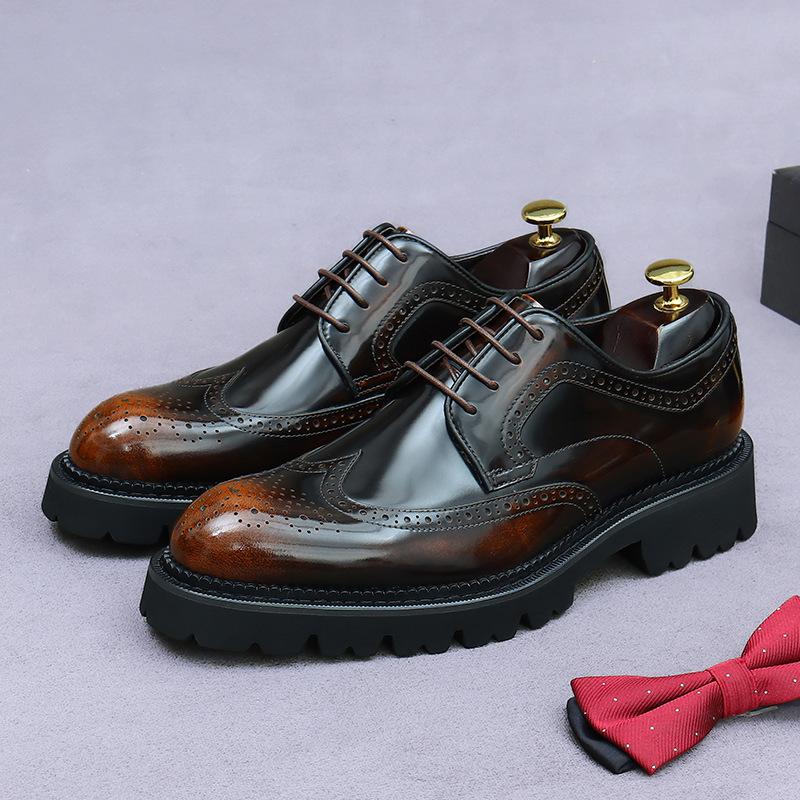 Leather Shoes Men's Brock British Business Dress Shoes Men's Leather Shoes Wedding Inner Leather