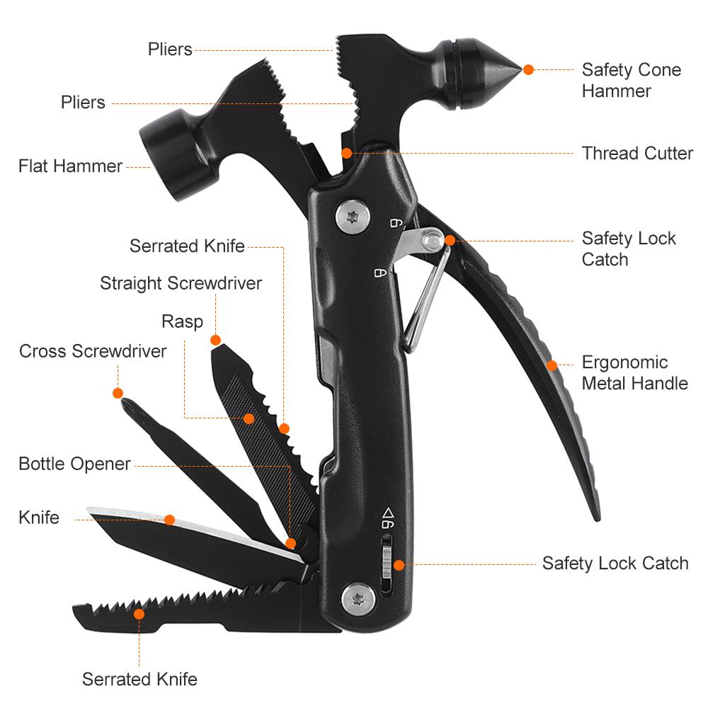 Multifunctional Hammer Portable Life Saving Hammer Safety Hammer Multifunctional Tools For Backpacking Camping Emergency