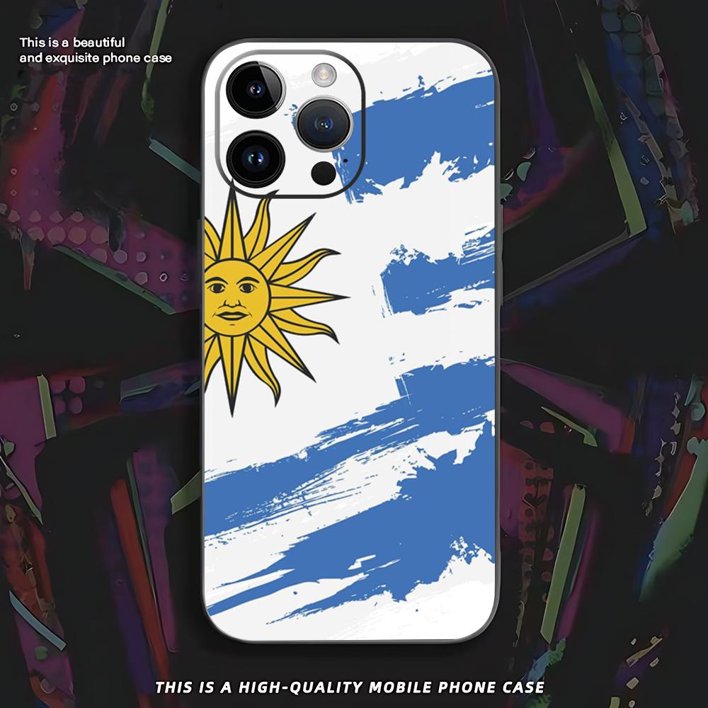 Uruguay flag ins Phone Case For iPhone 16 16e 15 14 13 12 11 XS XR Plus Mini Pro Max Soft black Shockproof Cover