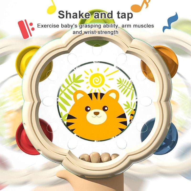 Cute Cartoon Hand Beating Drum Baby Percussion Instrument Baby Ringdrum Puzzle Early Education Enlightenment Children'S Toy