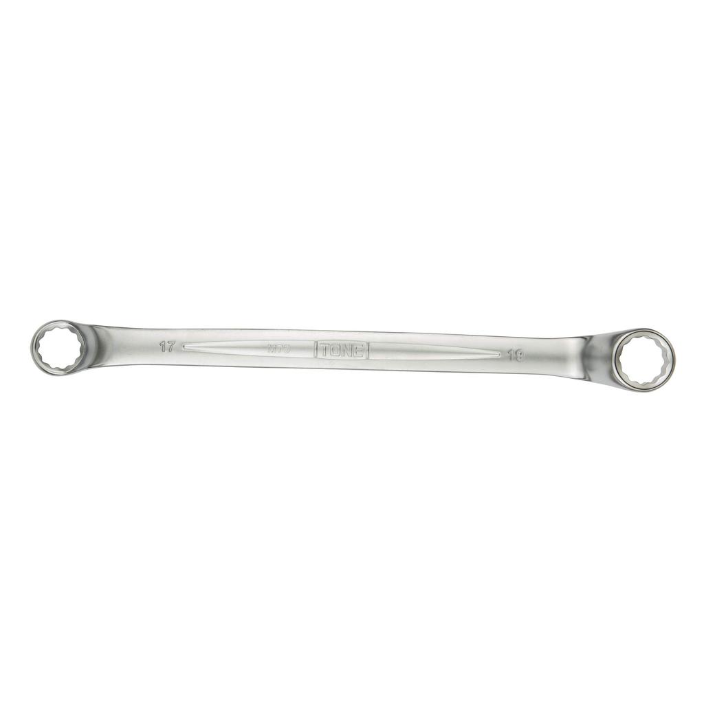 TONE Long Mechanic Open End Wrench 17 x 19mm Flats (75°), M75-1719,