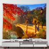 Psychedelic Forest Nature Rural Tapestry Home Landscape Wall Art Mural Blanket Yellow Red Maple Autumn Tapestry