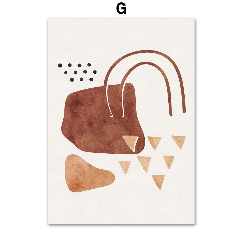 Boho Abstract Geometric Lines Coral Leaves Wall Art Canvas Painting Nordic Posters And Print Wall Pictures For Living Room Decor