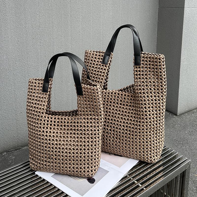 Luxury Silk Satin Tote with Windmill Knot Design - Handwoven, Hollow Niche, Large Capacity, Mother-Child Bag Available
