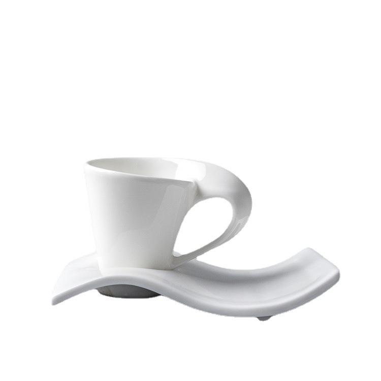 White Porcelain Coffee Cup Creative Wavy Afternoon Tea Milk Cups Ceramic Espresso Cup Home Decoration New
