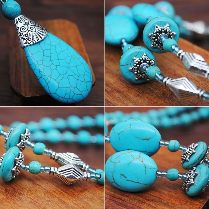 Turquoise Jewelry Sets Turquoise Necklaces Turquoise Pendant Necklace Earrings Ring Set Vintage Style Turquoise Material