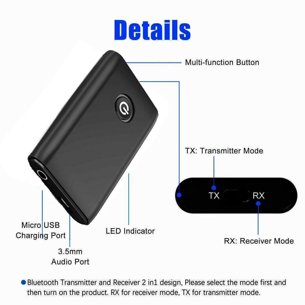 B10S Bluetooth 5.3 Transmitter & Receiver 2-in-1 for 3.5mm Computer, TV, Speakers