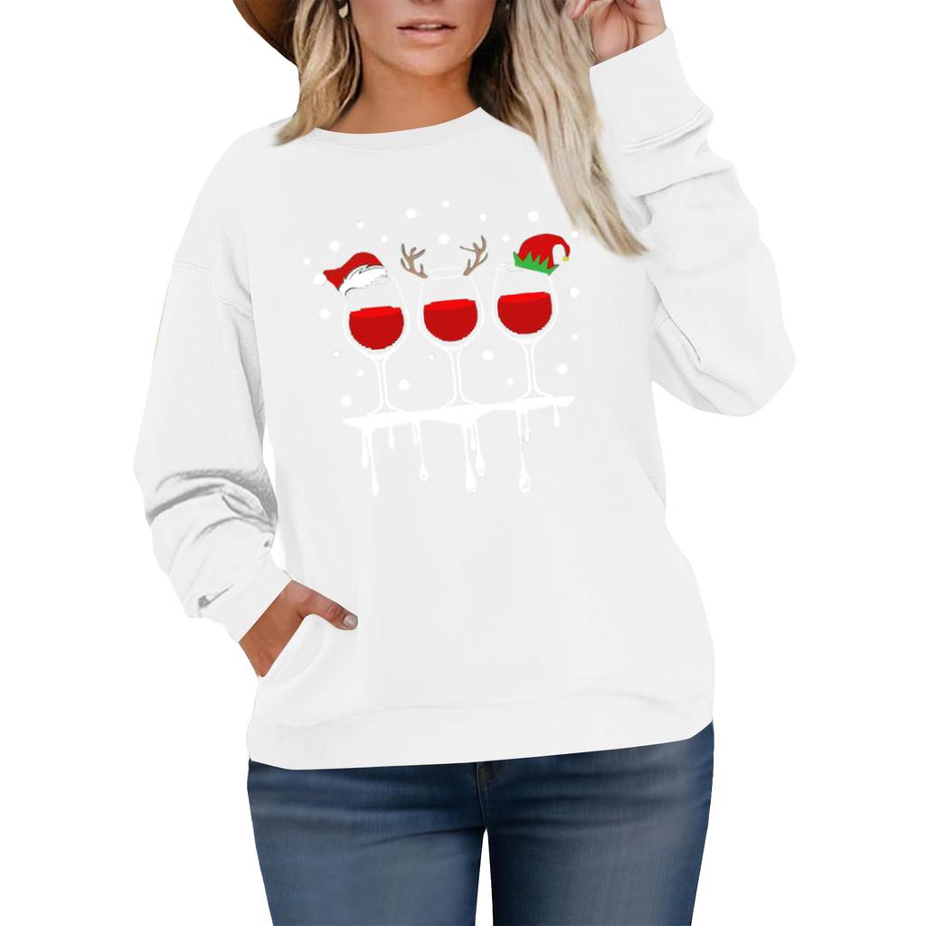 Damen Modisches Lässiges Übergröße Langarm Pullover Bedrucktes Sweatshirt