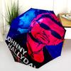 1pc Johnny Hallyday Pattern Umbrella Portable Folding Umbrella Iron Frame Hole Bone Structure Outdoor Home Umbrella
