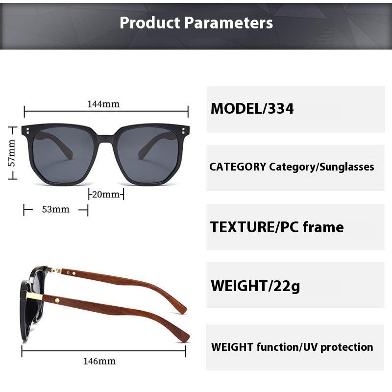 Polygonal Wood Grain Sunglasses Fashion UV Resistant Outdoor Tea Frame Decorative Glasses Stylish Dressing Eyewear