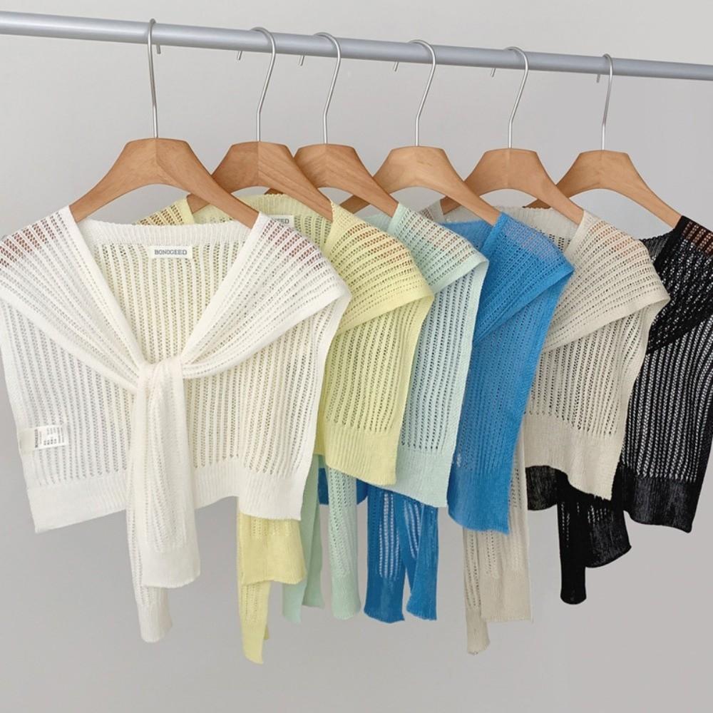 Lace Hollow Shoulder Scarf Solid Color Neck Guard Scarf Fashion Fake Collar  for Women