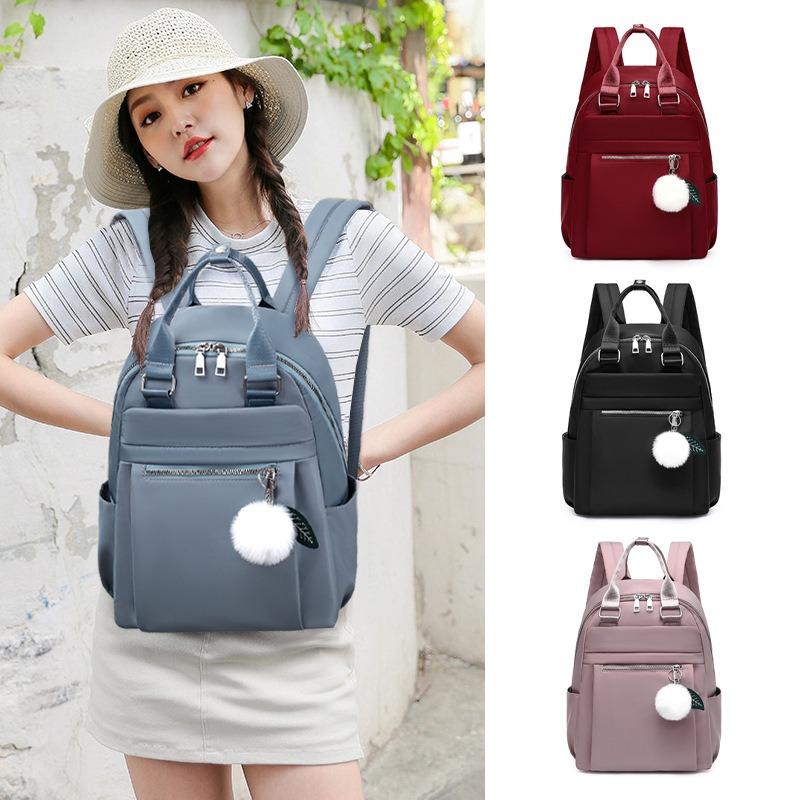Women's Bag New Oxford Cloth Backpack Fashionable Solid Color Simple Schoolbag Large Capacity Stream Leisure Travel Bag