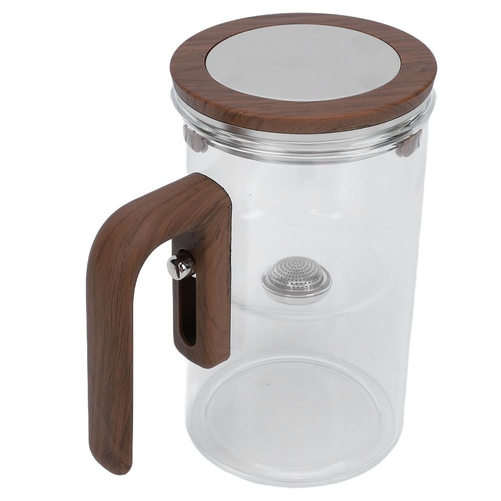 Glass Teapot with Strainer 600ml Magnetic Water Separation Tea Pot with Wooden Handle 2 Cups for Home Restaurant