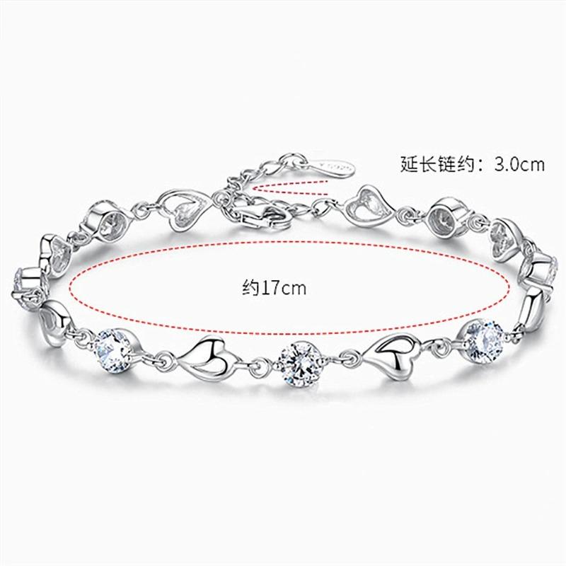 925 Silver Heart Shaped Bracelet For Women Retro Korean Versatile Zircon Charm Bracelets Party Jewelry Gifts