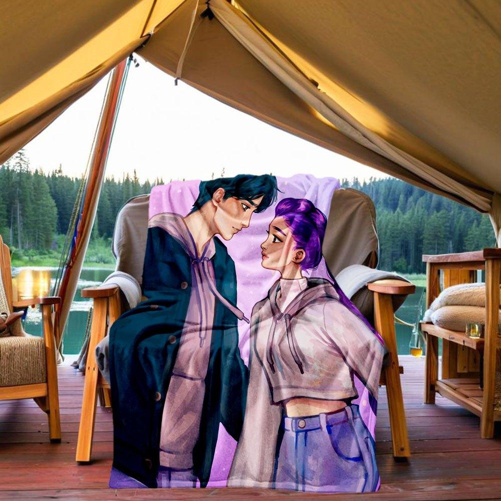 

Romantic Purple Hair Hoodie Set: Trendy Couple Outfit Blanket Lightweight Flannel Throw Blanket for Sofa, Bed, Travel, Camping, Livingroom, 130x150cm