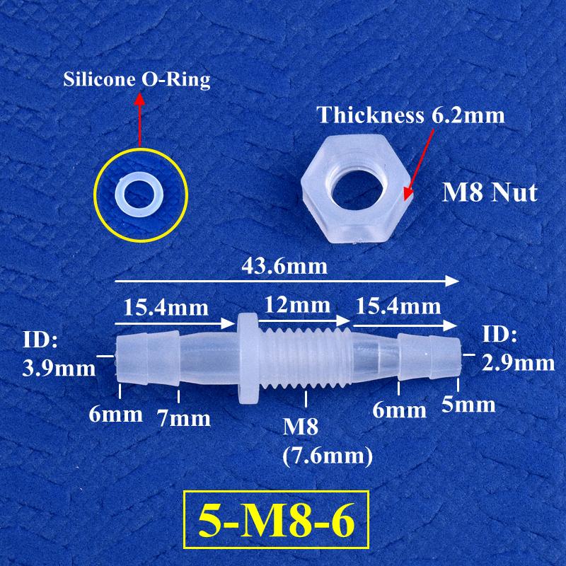 3~12mm Racord Bulkhead PP Pagoda Conector Direct Cu Piuliță Filet M6-16 O-Ring Irigare Grădină Acvariu Rezervor Pompă Aer Furtun Racord