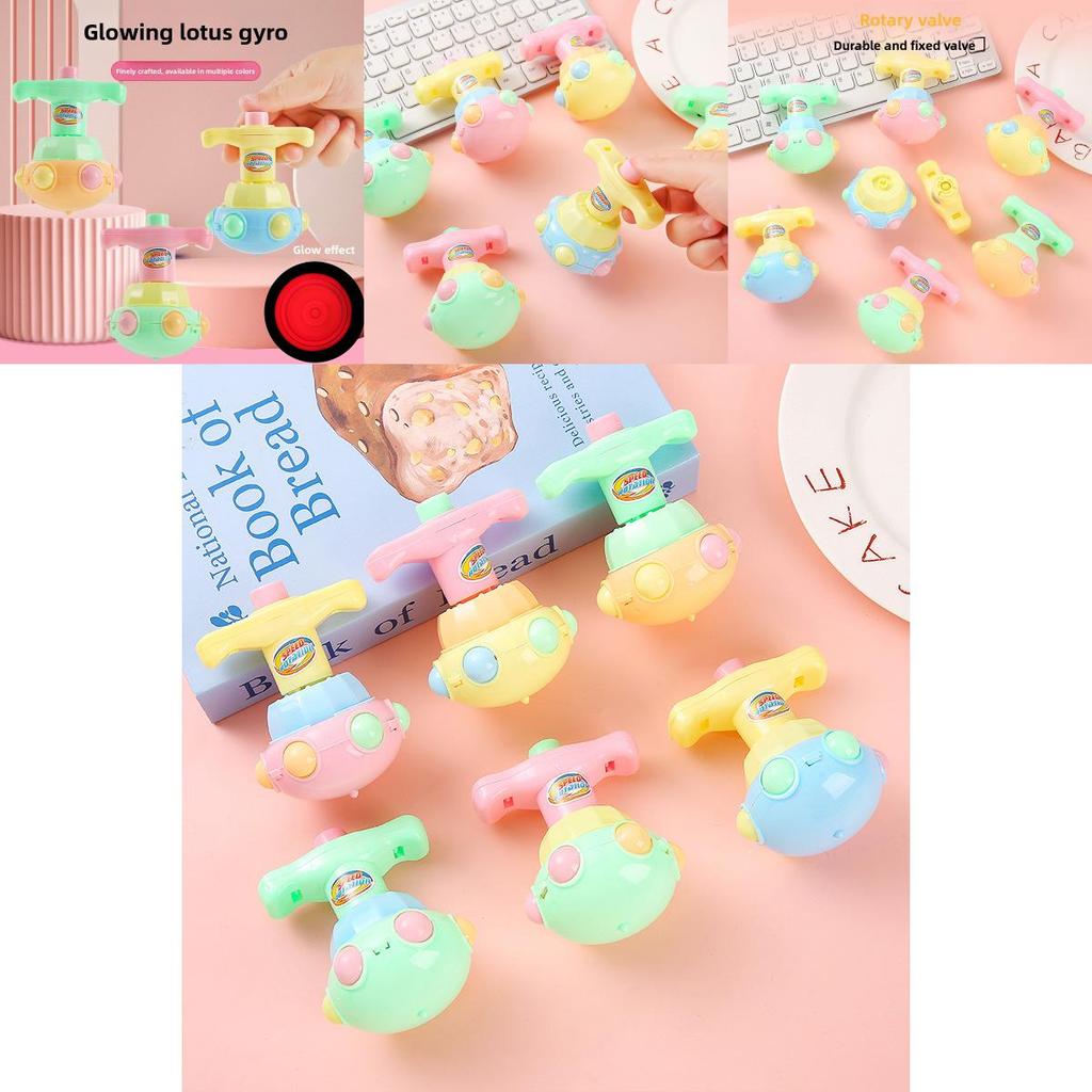 Bonbonfarbenes Drucktyp-Rotationsgyroskop mit Beleuchtungsfunktion Kinderspielzeug für Kinder und Schüler