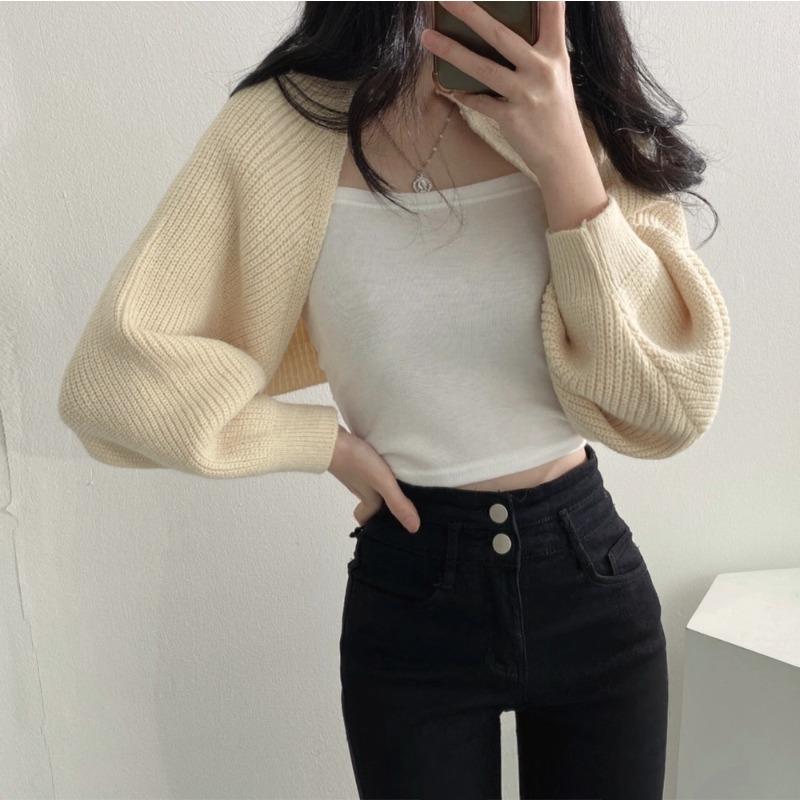 Autumn New Style Knitted Short Cardigan Sweater Shawl Chic Korean Fashion Versatile Tops for Women