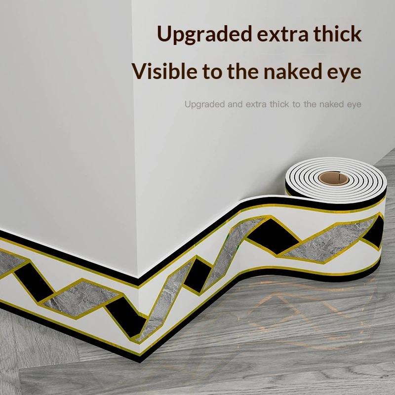 Self-Adhesive Skirting Wall Stickers 5m Stain Resistant Baseboard Trim for Living Room Dining Area Wall Decoration