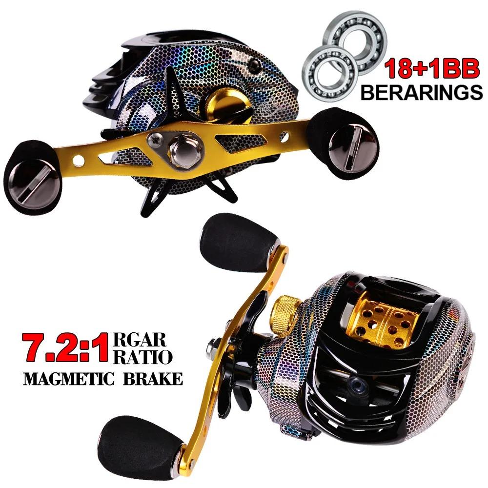 Neu Metall Wasser Tropfen Reel 18 + 1BB Achse Reel Reel 7,2:1 getriebe Verhältnis Links/rechts Hand Spool Angeln Reel Süßwasser Salzwasser Universal
