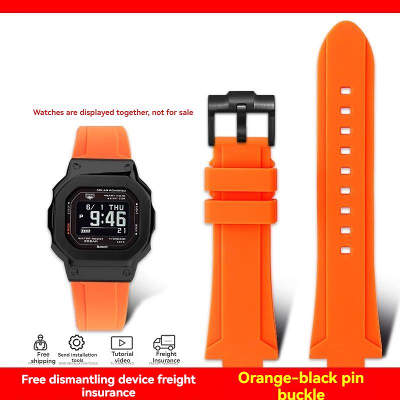 Per serie G-SHOCK Casio DW-5600 GM-5600 GW-B5600 DW5600/60 GW-M5610 GA2100 cinturino bracciale in resina siliconica con catena