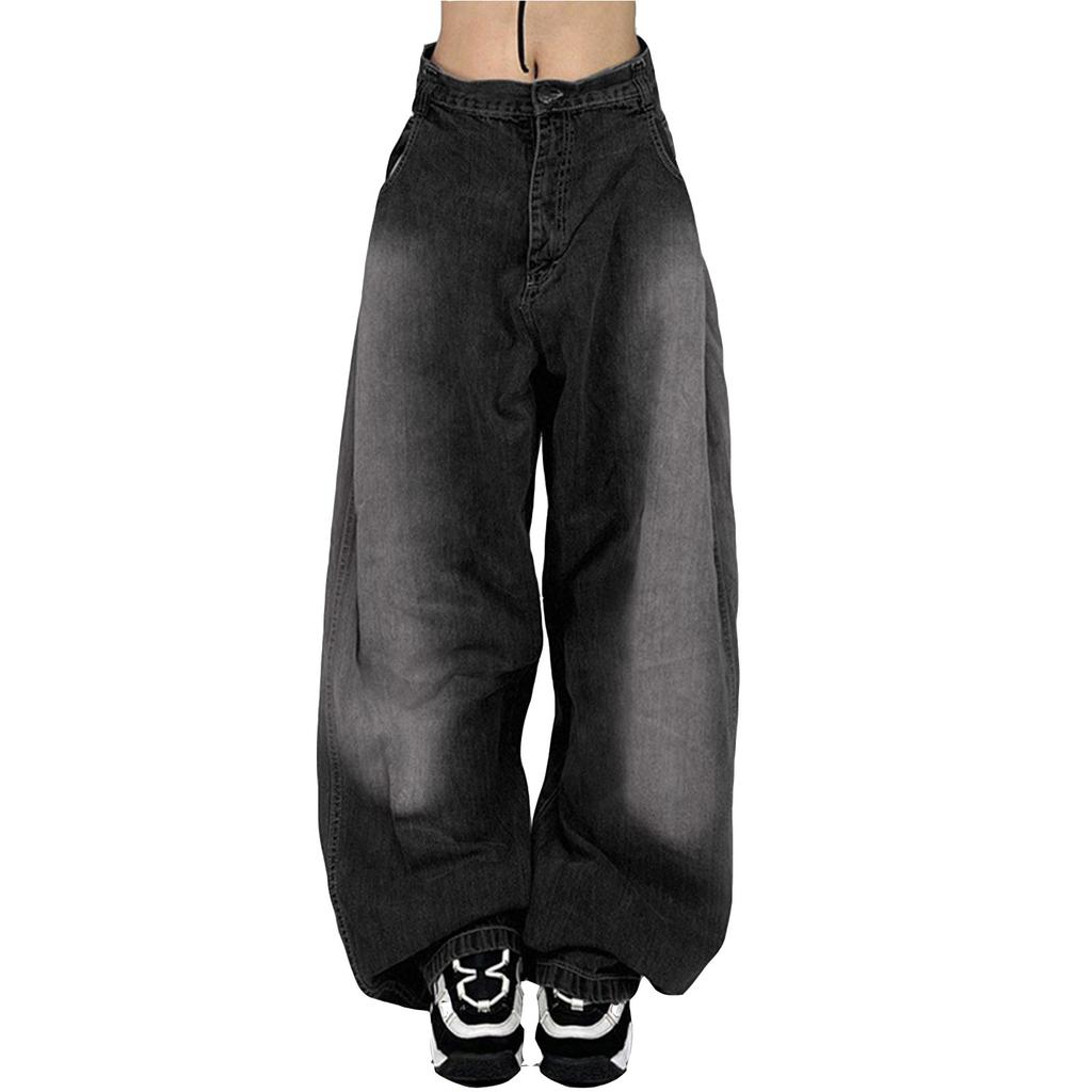 Dámské volné široké kapsy na nohách Cargo džíny s mnoha kapsami