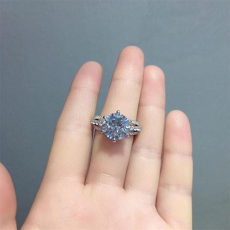 Three Lives 5 Carat Moissanite Ring: Multi-Faceted Cut, D Color, Women s Diamond Ring Size 20