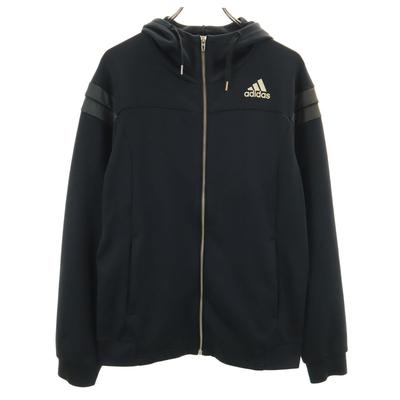 Adidas Long Sleeve Zip Hoodie L Black Jersey Men's Used