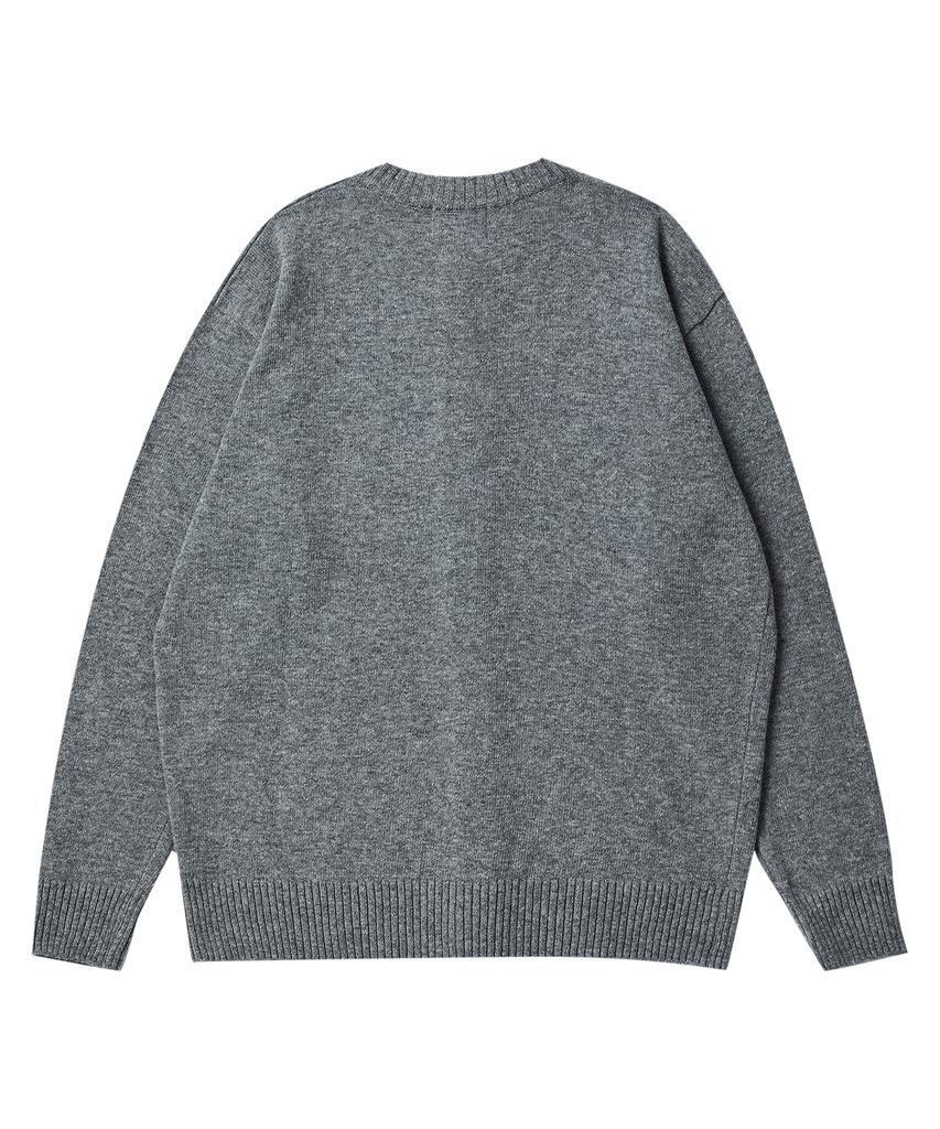 Beyond Closet Ilp Signature Wappen Soft Touch Round Cardigan Gray