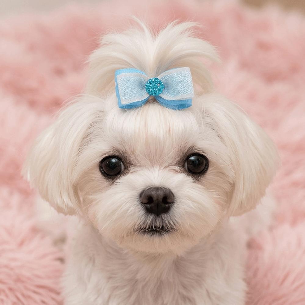 30pcs Elastic Stretch Band Dog Bow Hair Tie Inlaid Rhinestone Ribbon Hair Band Party Cosplay