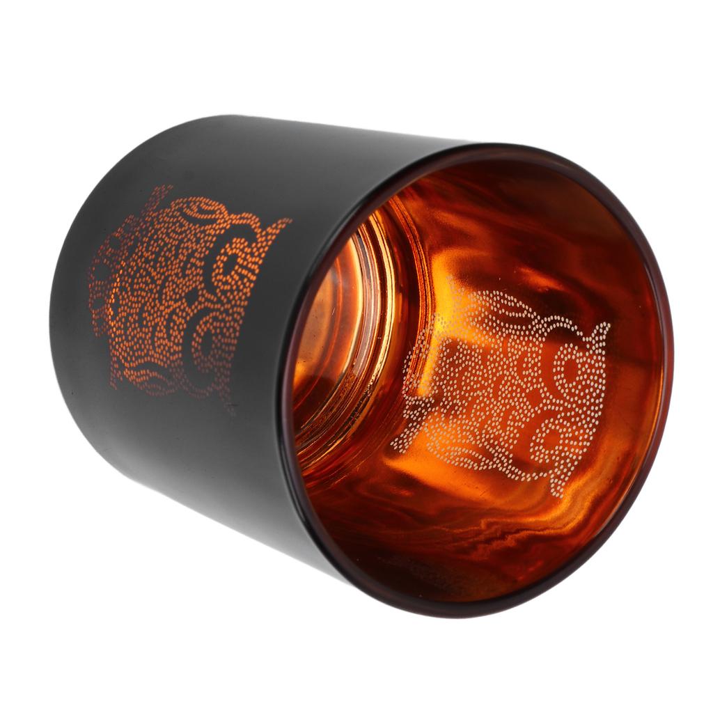Glass Votive Candle Holder Night Owl Durable Odorless Black Glass Romantic Tealight Candle Holder