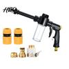 Multi Spray Mode Nozzle Garden Hose with Foam Cannon 3 Modes High-Pressure Water Flow Control Nozzle Heavy Duty Booster for Car Washing Outdoor