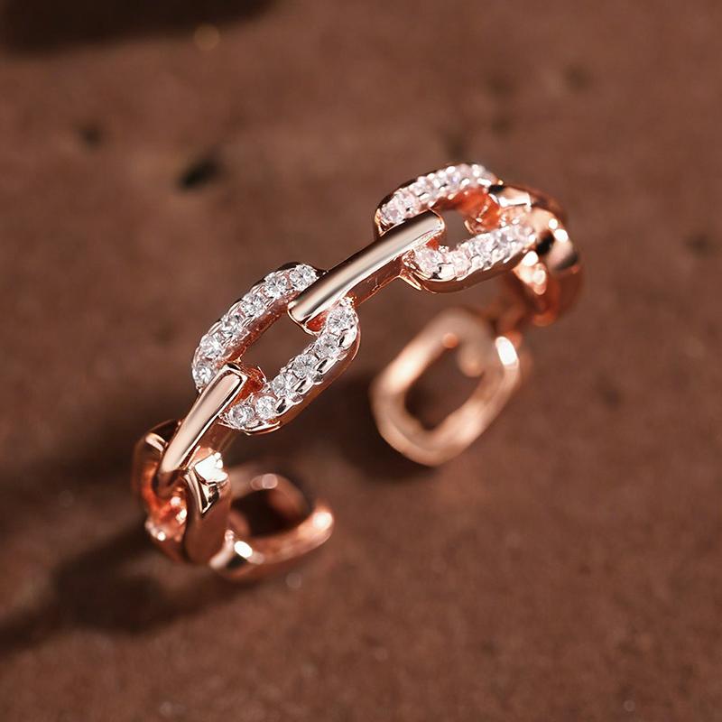 Xiaomi Huitan Delicate Women Opening Ring Chain Linked Design Fashion Accessories for Party Wedding Luxury Inlaid CZ Versatile Jewelry