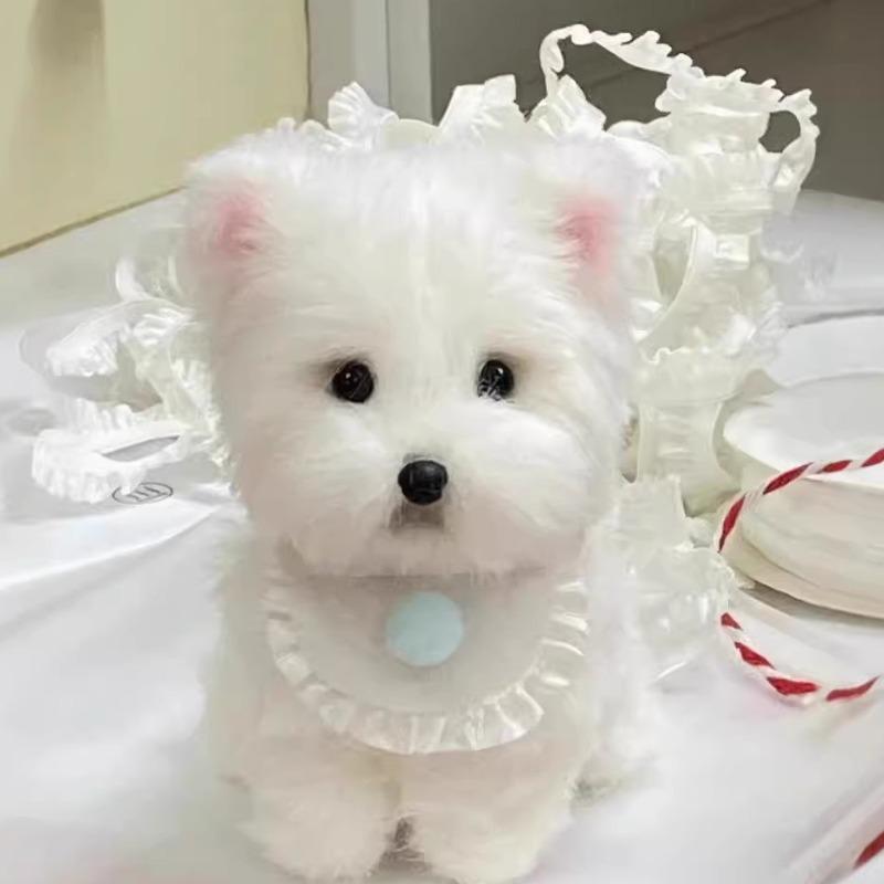 

Birthday Gift for Girlfriend/Dog Lover, Realistic Plush Puppy with Luxurious Fur, Handmade Twisted Pipe Cleaner Dog 5 cm height