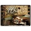 Plaque en métal 14 X 10 cm Route 66 : Vieille voiture américaine