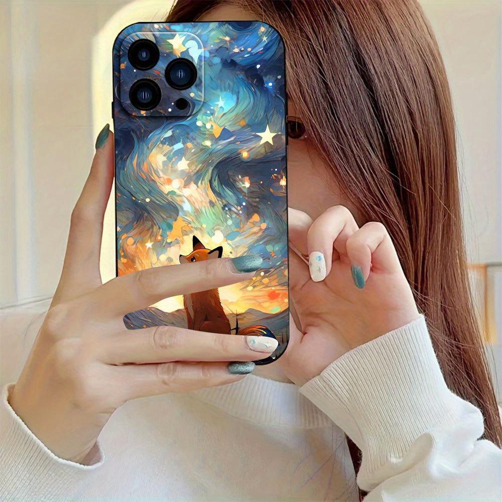 Fox Sky Star Pattern Phone Case Suitable for iPhone 17 16 15 14 13 12 11 Pro/Max/Plus Anti Drop and Anti Shock Back Cover