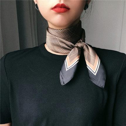Spring and summer silk shawl printing imitation silk silk scarf scarf decorative versatile flight attendant scarf 71cm small square scarf