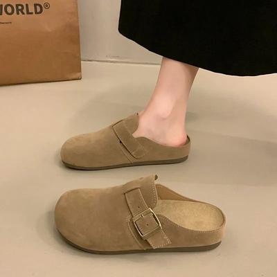 Retro Bag Head Half Slippers Women's Spring New Small Thick Sole Heightening Casual Shoes Trend